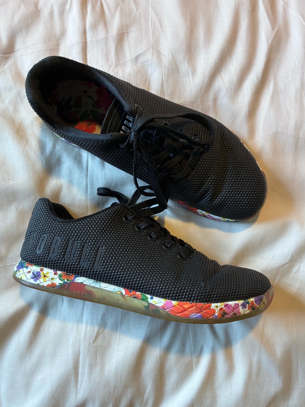 Nobull Black Trainers with Daisy Floral Sole Size 8.5